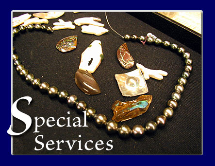 graphic link to repairs, remounting, gift certificates, policies and testimonials for Steven Blank Untarnished Jewelry of Michigan